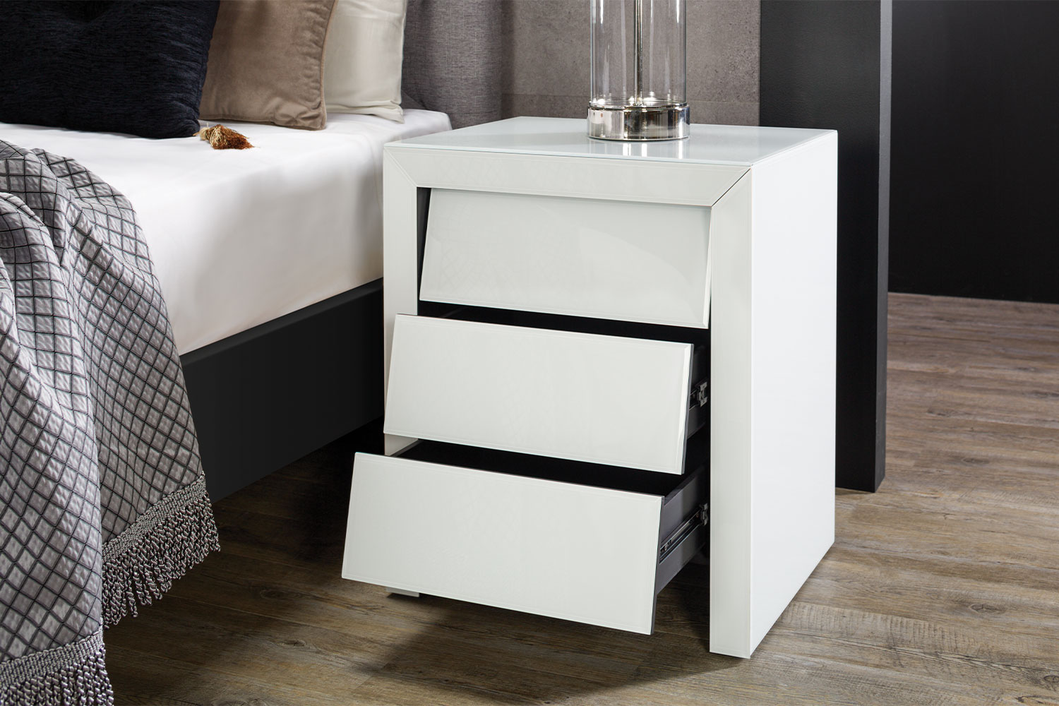 Louvre 3 Drawer Bedside Table Harvey Norman New Zealand