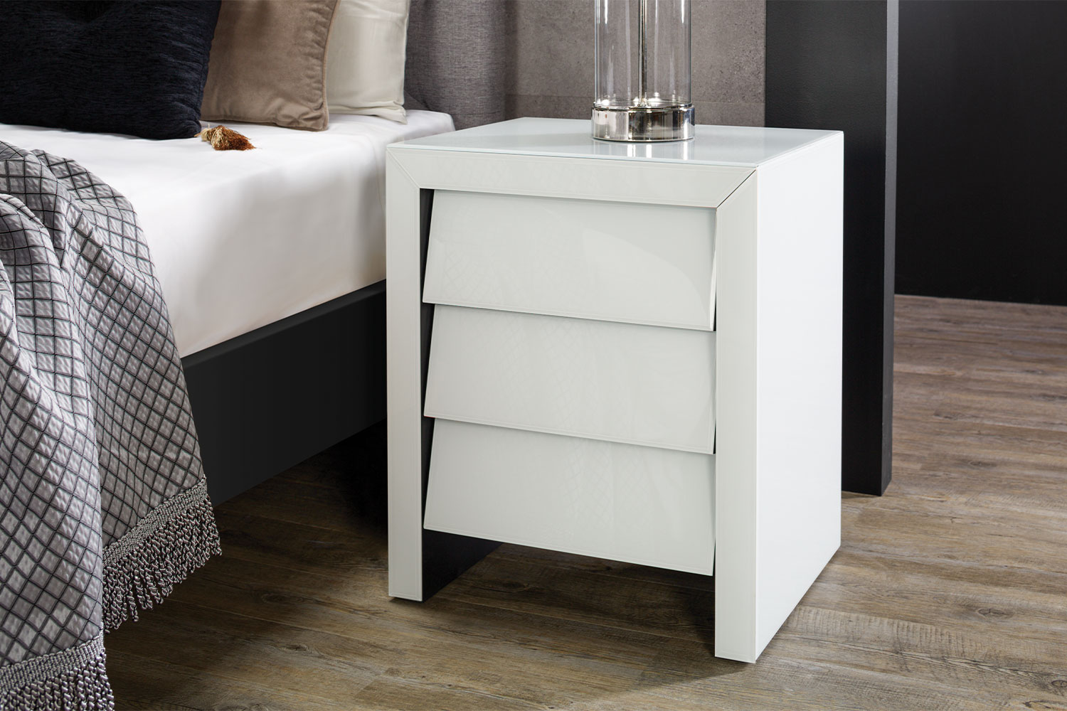 Louvre 3 Drawer Bedside Table Harvey Norman New Zealand