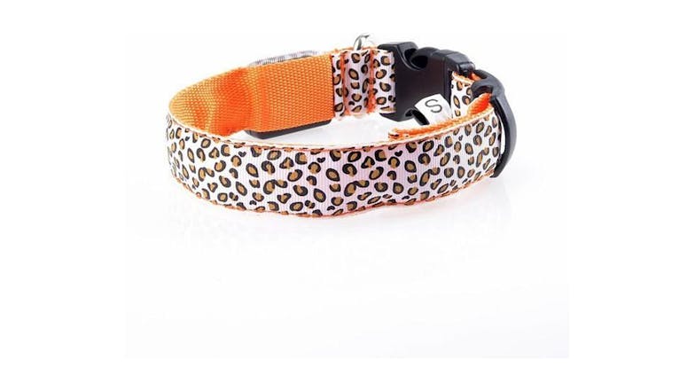 Hod Leopard Print Led Dog Collar Medium - White