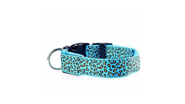 Hod Leopard Print Led Dog Collar Medium - White