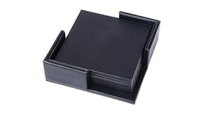 Hod Square Faux Leather Coasters - Solid Black