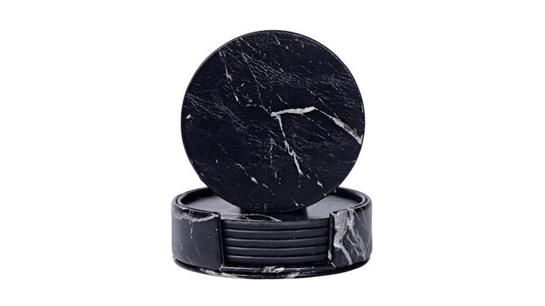 Hod Square Faux Leather Coasters - White Marble