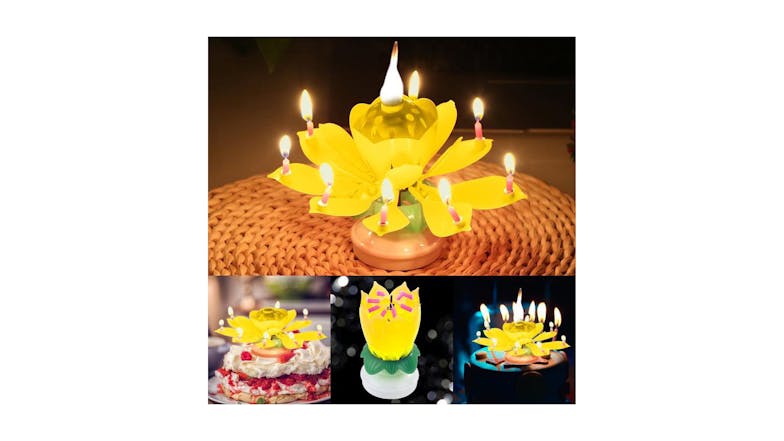 Hod Lotus Flower Cake Candle - Blue