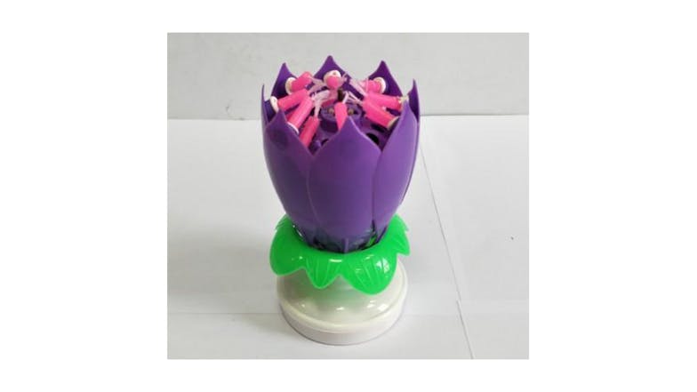 Hod Lotus Flower Cake Candle - Purple
