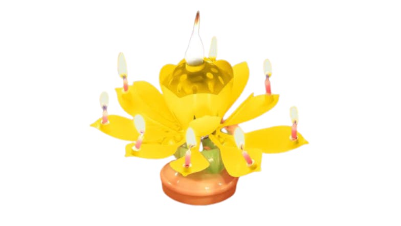 Hod Lotus Flower Cake Candle - Yellow