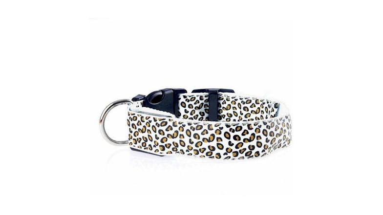 Hod Leopard Print Led Dog Collar Medium - Green