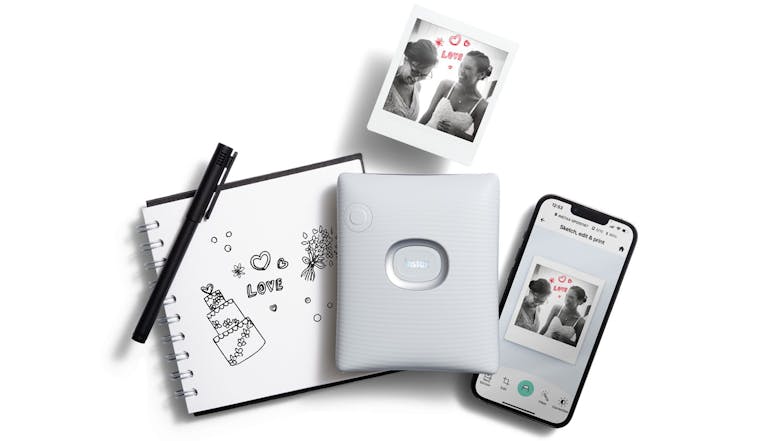 Instax Square Link 86mm x 72mm Photo Printer - Ash White