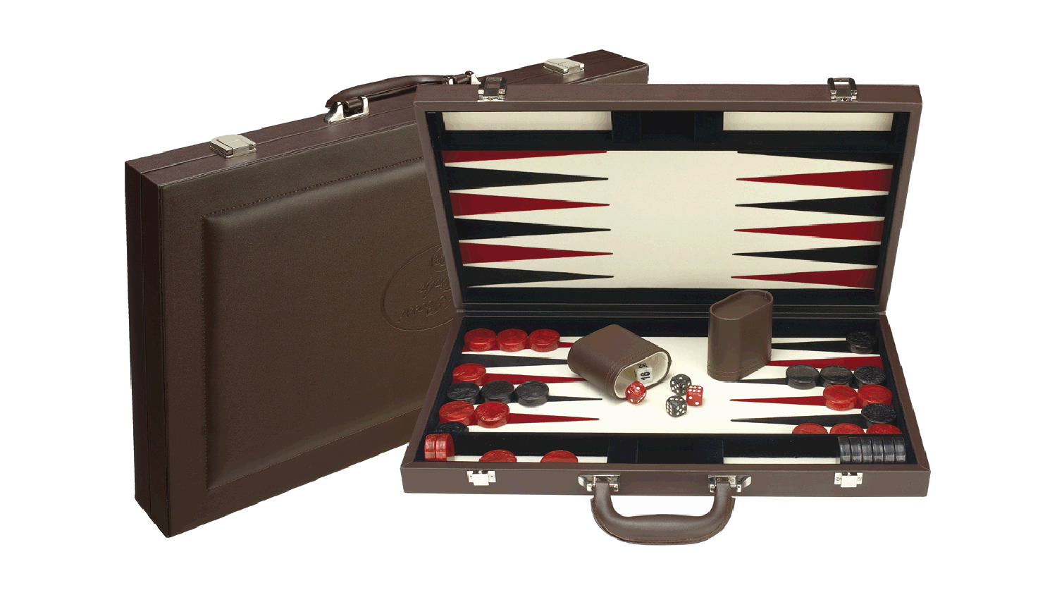 Dal Rossi 18" Backgammon Set - Brown Leather