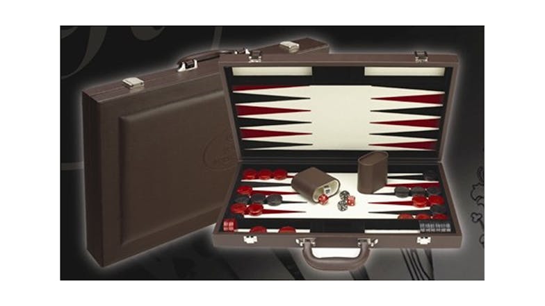 Dal Rossi 18" Backgammon Set - Brown Leather