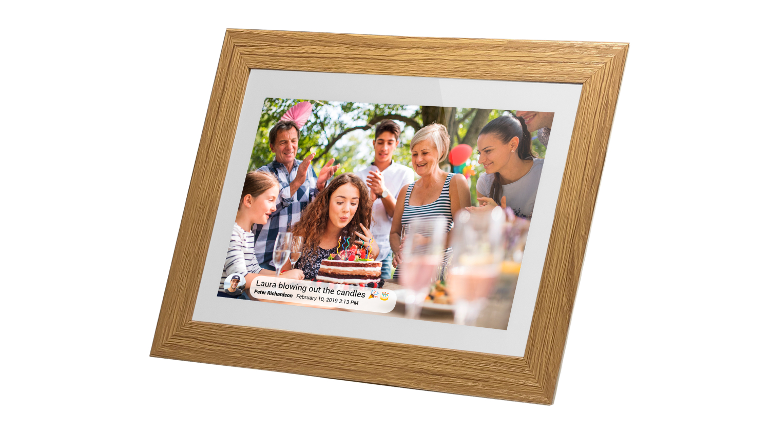 Jackson Frameo 7" Digital Photo Frame White with Oak Frame Harvey