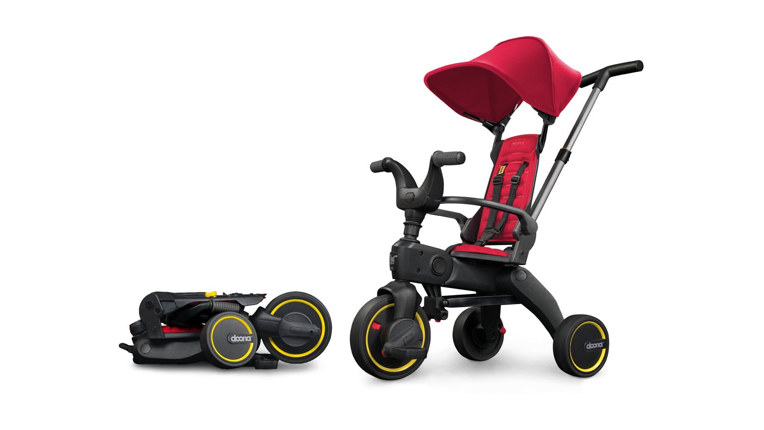 Doona Liki S1 Compact Folding Trike with Pushing Handle - Flame Red