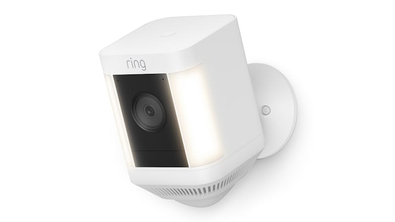 Ring Spotlight Cam Plus Battery 1080p 2MP Outdoor Wireless Smart Security Camera - White