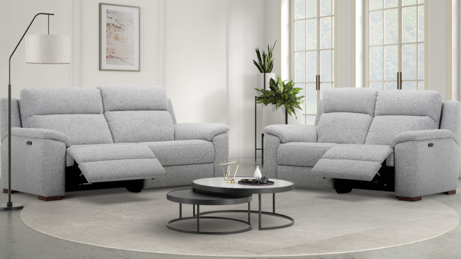 Hatfield 2 Piece Fabric Electric Recliner Lounge Suite