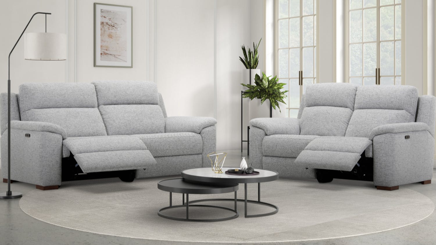 Hatfield Piece Fabric Electric Recliner Lounge Suite Harvey