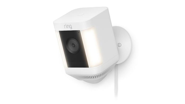 Ring Spotlight Cam Plus 1080p 2MP Outdoor Wired Smart Security Camera with Wi-Fi Connectivity - White