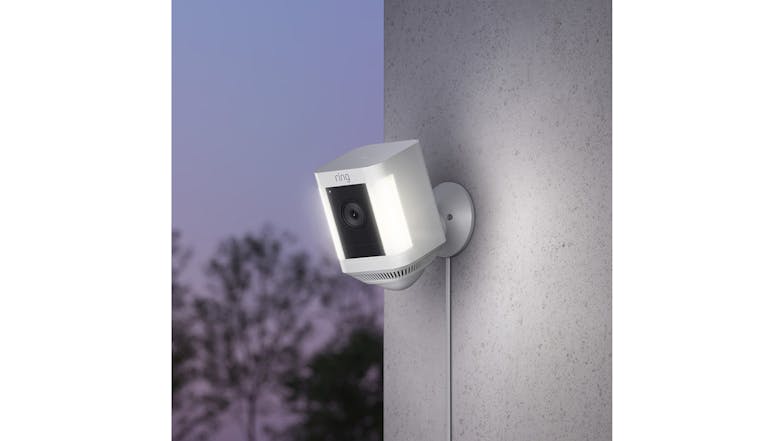 Ring Spotlight Cam Plus 1080p 2MP Outdoor Wired Smart Security Camera with Wi-Fi Connectivity - White