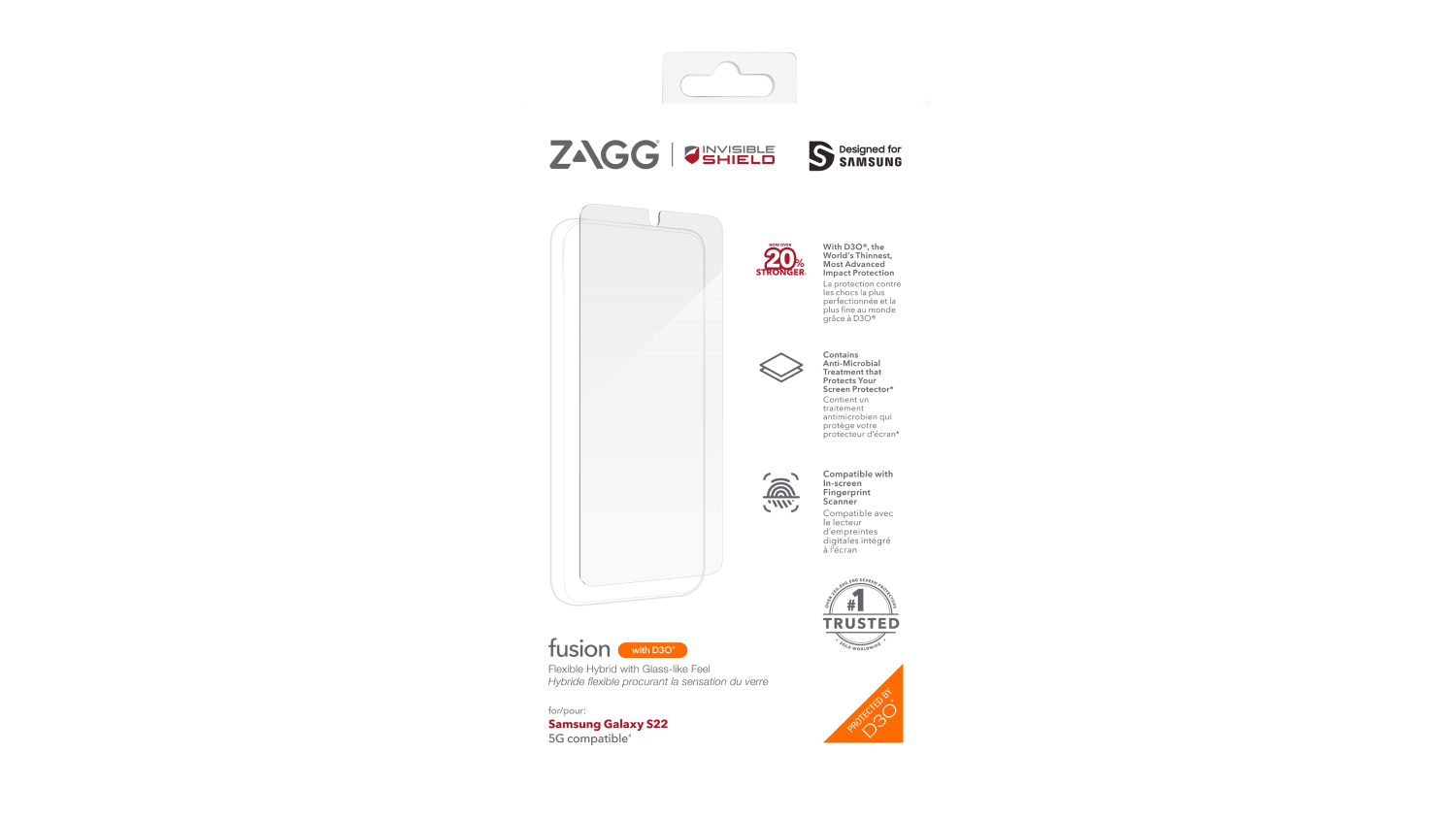 Zagg InvisibleShield Fusion with D30 Screen Protector for Samsung