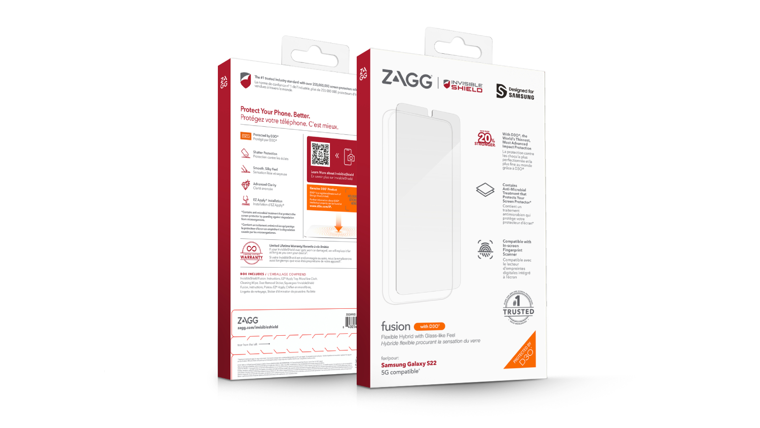 Zagg InvisibleShield Fusion with D30 Screen Protector for Samsung