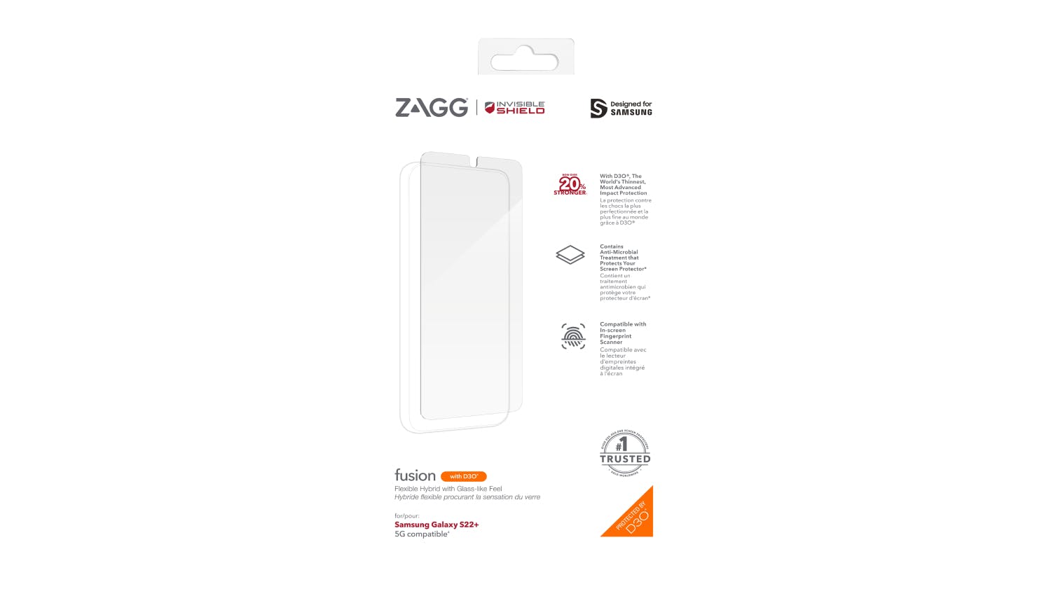 Zagg InvisibleShield Fusion with D30 Screen Protector for Samsung Galaxy S22+