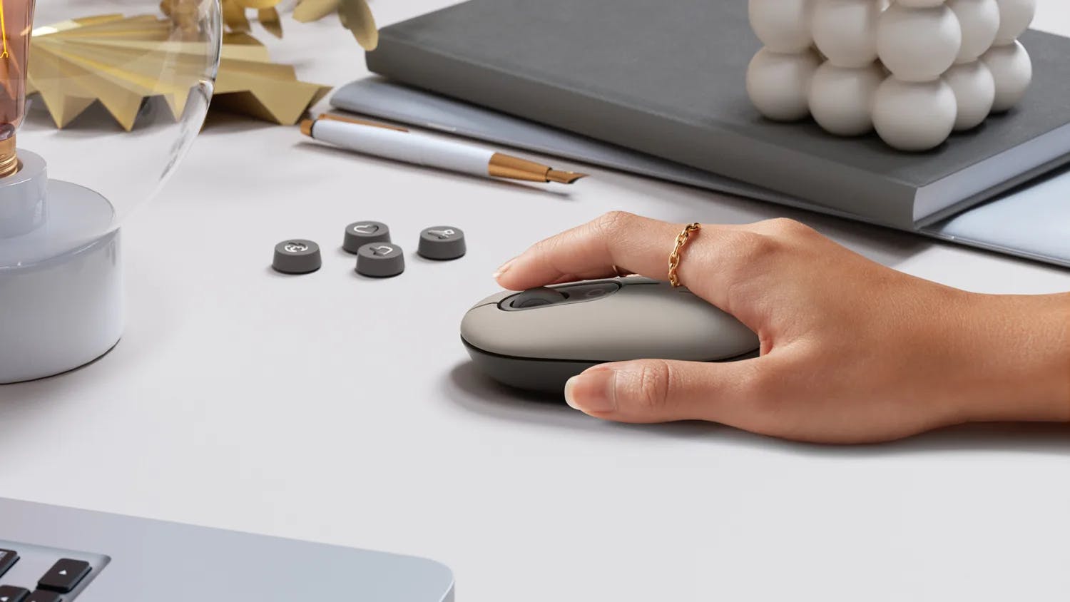 Logitech POP Wireless Mouse with Customizable Emoji Button - Mist Sand