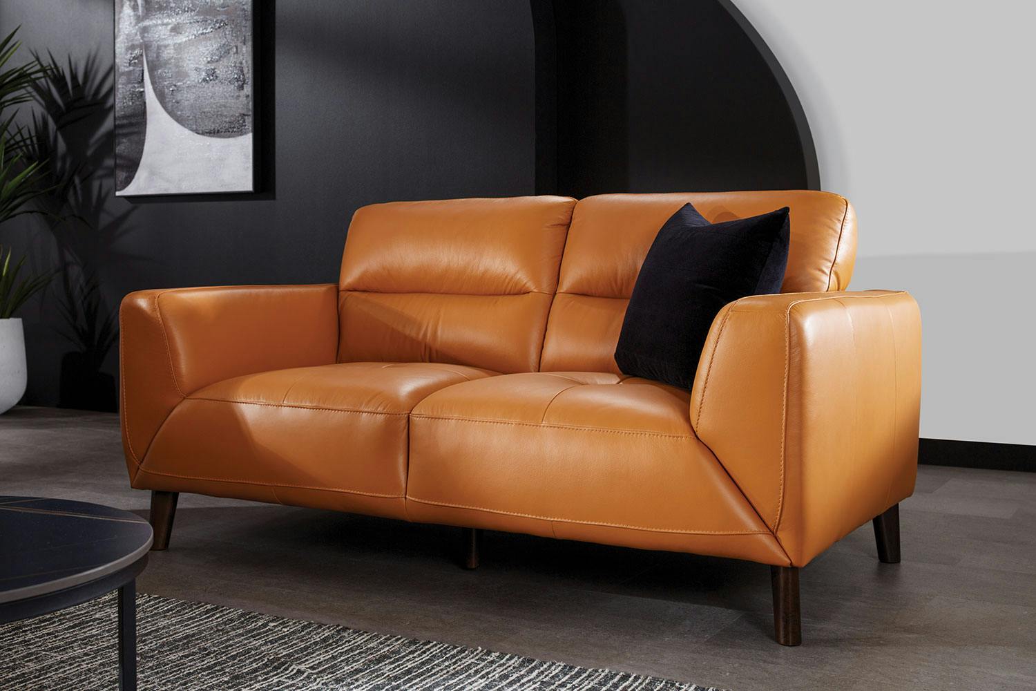 Sonoma 2 Seater Leather Sofa - Tangerine