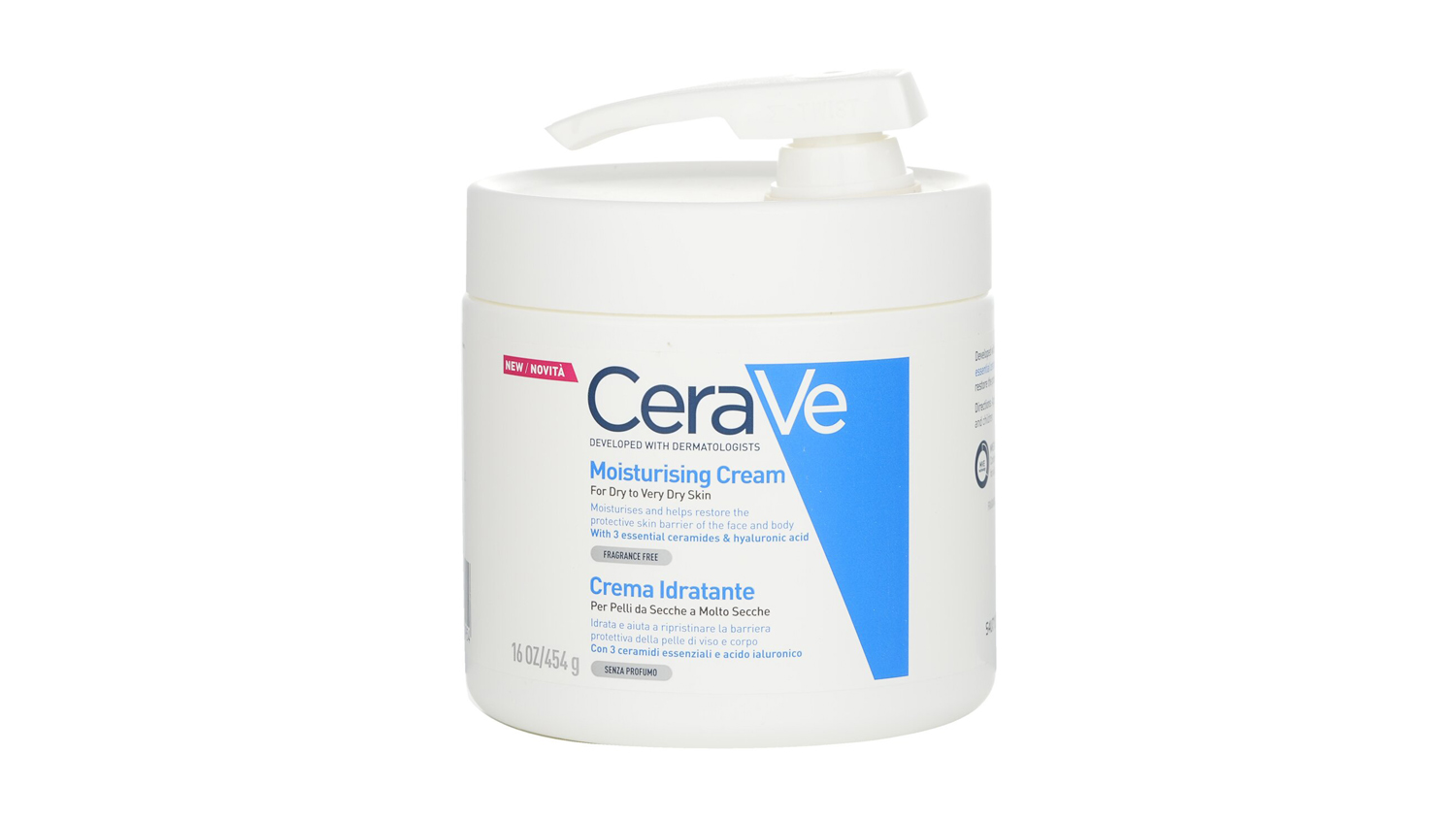 CeraVe Moisturising Cream For Dry to Very Dry Skin (With Pump) - 454g/16oz