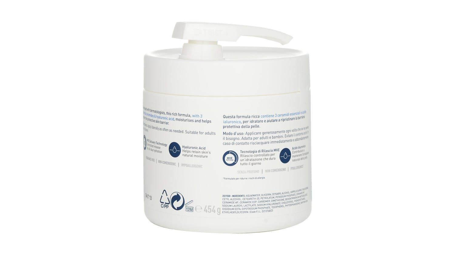 Moisturising Cream For Dry to Very Dry Skin (With Pump) - 454g/16oz