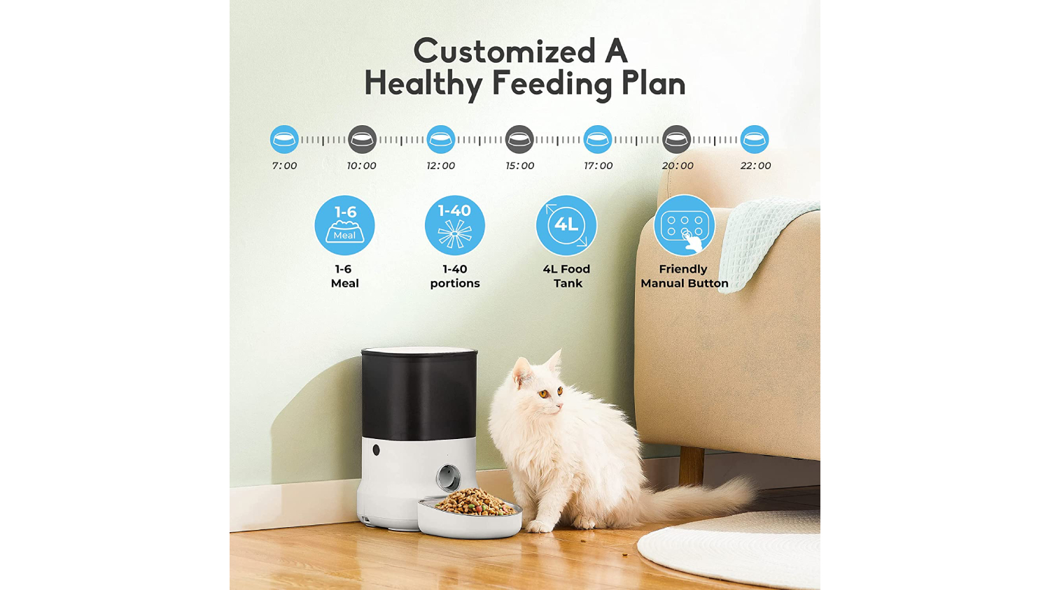 Dogness F12 Cube Programmable 4L Feeder - White