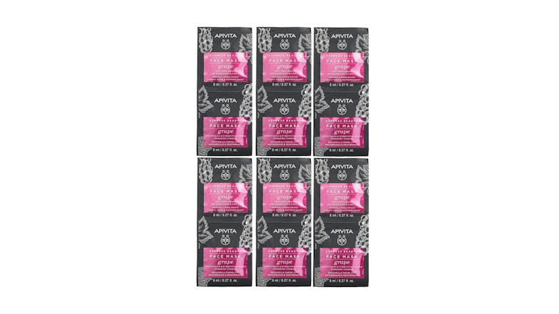 Apivita Express Beauty Face Mask with Grape (Line Smoothing and Firming) - 6x(2x8ml)