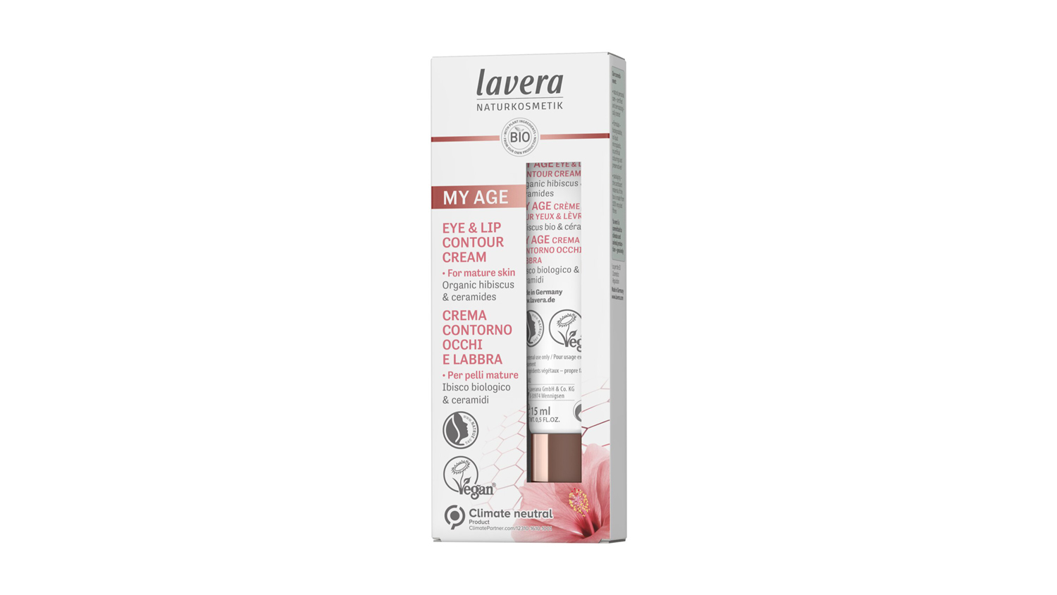 Lavera My Age Eye & Lip Contour Cream With Organic Hibiscus & Ceramides - For Mature Skin - 15ml/0.5oz