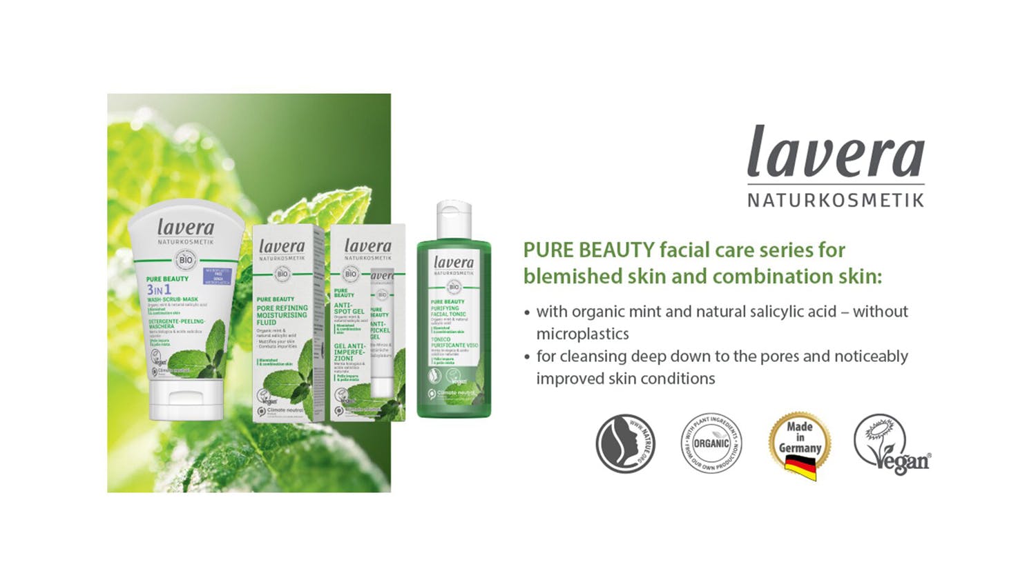 Lavera Pure Beauty Purifying Facial Tonic - For Blemished & Combination Skin - 200ml/7oz