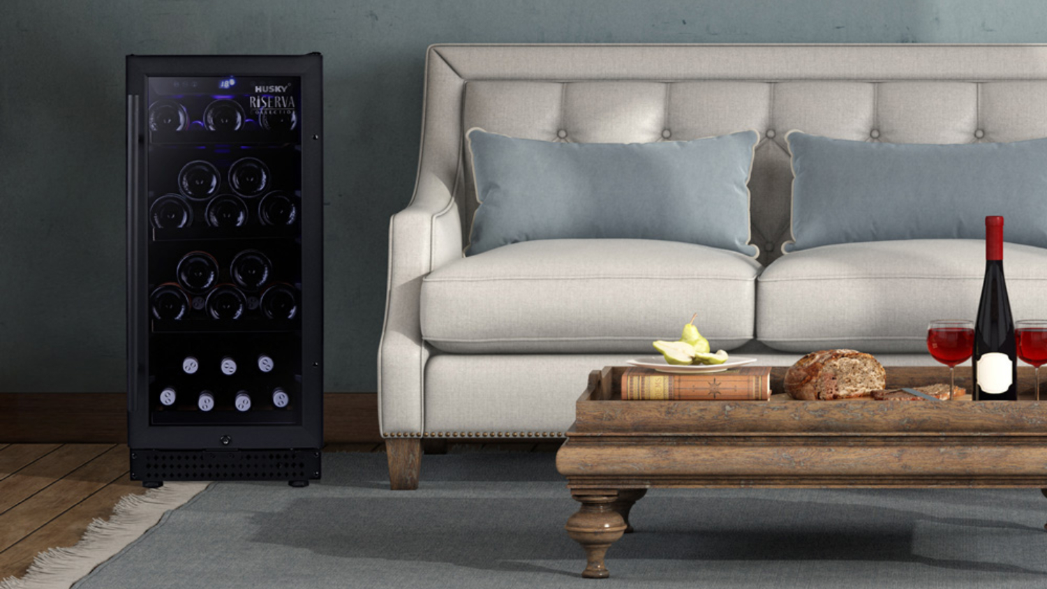 Husky Wine Fridge with 33 Bottle Capacity - Matte Black (Riserva/HUSWS33SMBZY)