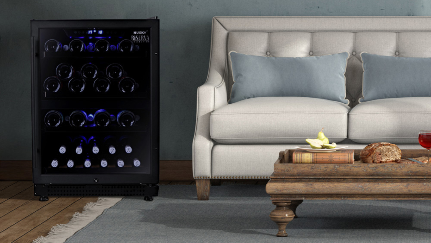 Husky Wine Fridge with 44 Bottle Capacity - Matte Black (Riserva/HUSWS54DMBZY)