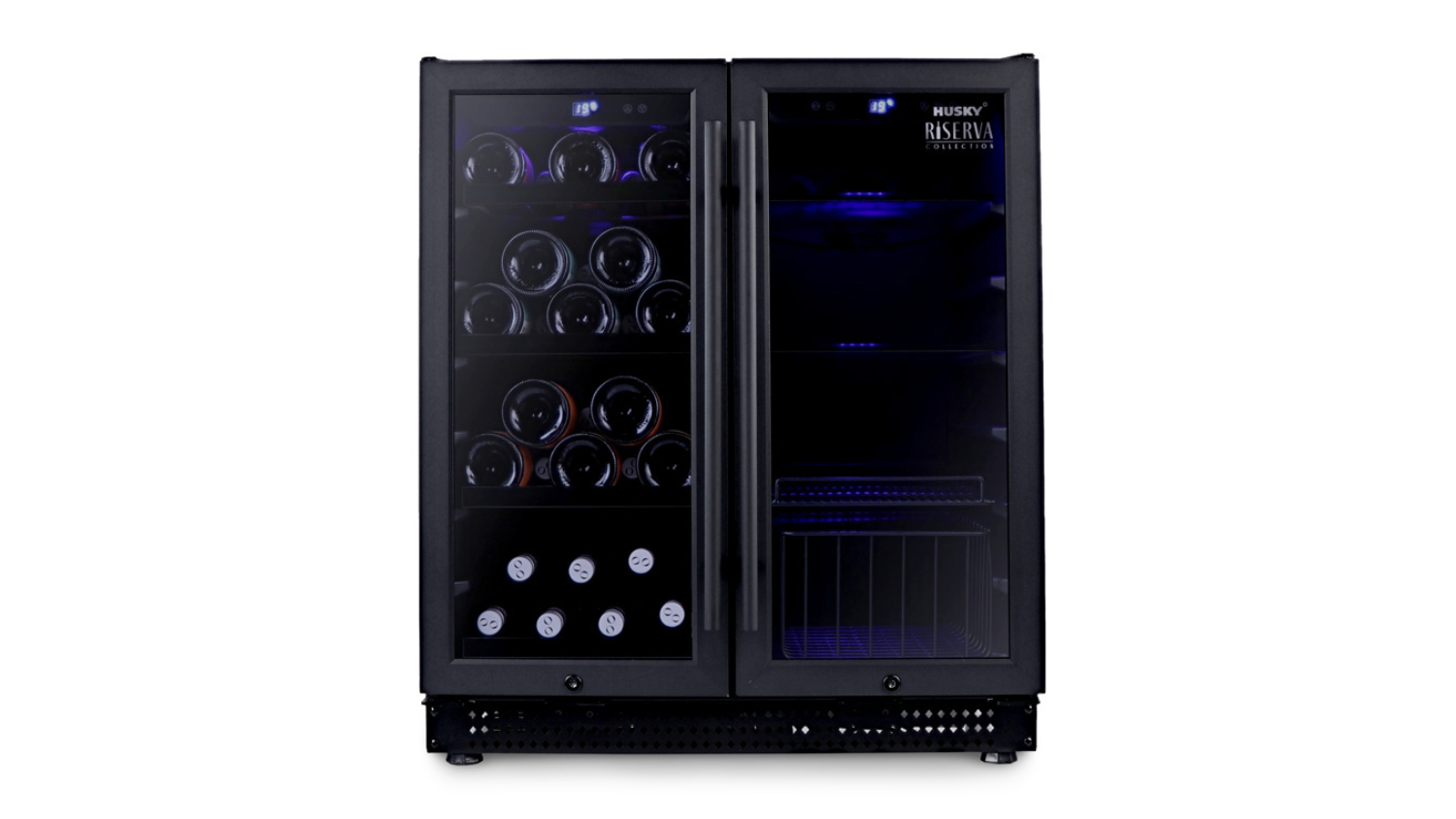Husky Double Door Wine Fridge with 31 Bottle Capacity - Matte Black (Riserva/HUSWS66MBZY)