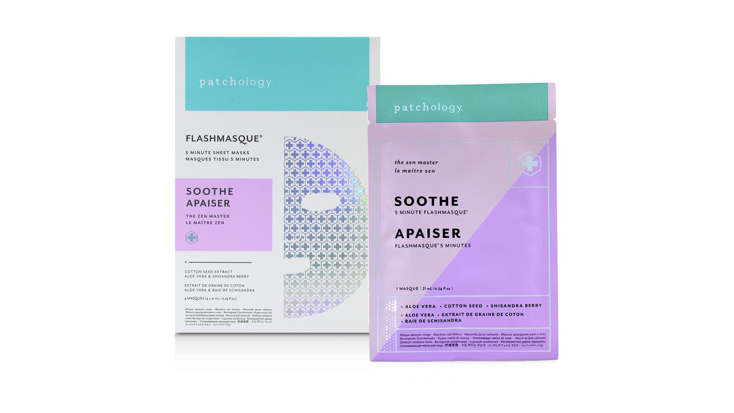 Patchology FlashMasque 5 Minute Sheet Mask - Soothe - 4x21ml/0.74oz