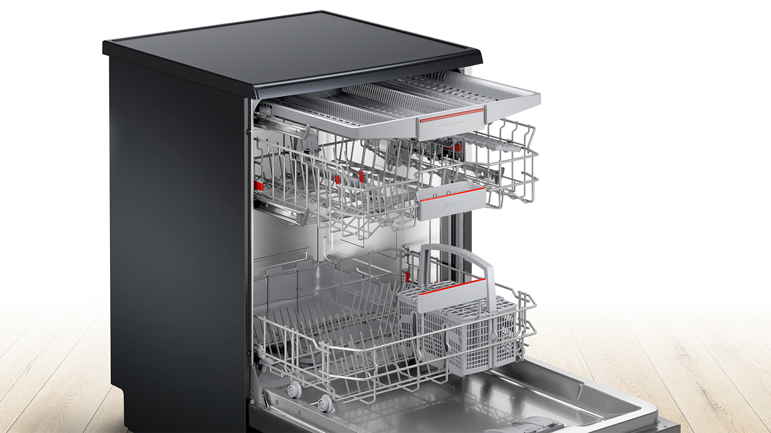 Bosch 14 Place Setting 6 Program Freestanding Dishwasher - Black Inox ...