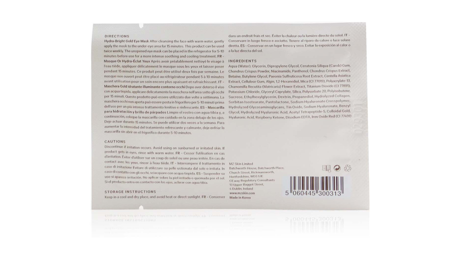 MZ Skin Hydra-Bright Gold Eye Mask - 5x 3g/0.1oz