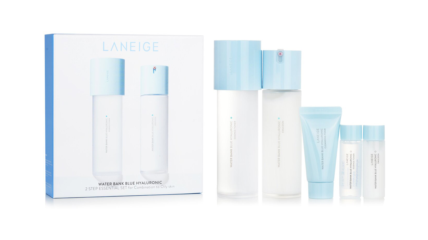 Water Bank Blue Hyaluronic 2 Step Essential Set (For Combination to Oily Skin) - 5pcs