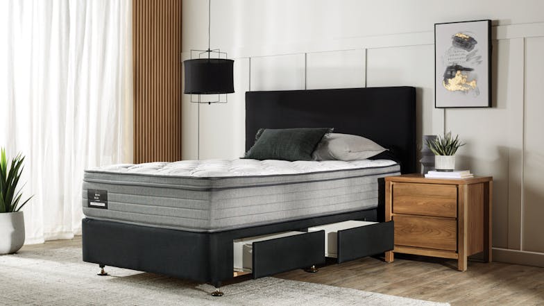 Conforma Deluxe II Medium King Single Mattress and Designer Black Drawer Bed Base