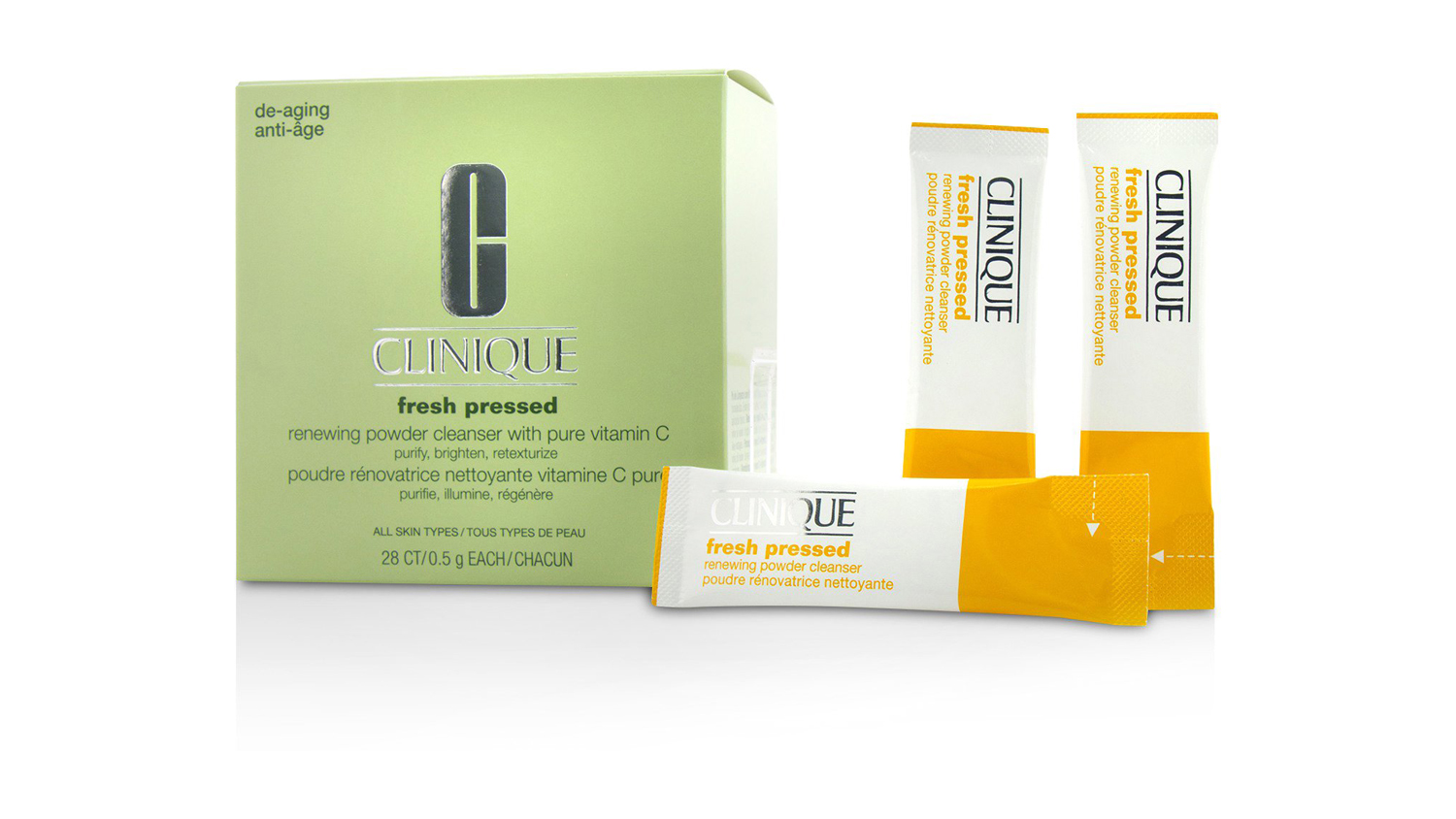 Clinique Fresh Pressed Renewing Powder Cleanser with Pure Vitamin C - All Skin Types - 28x0.5g/0.01oz