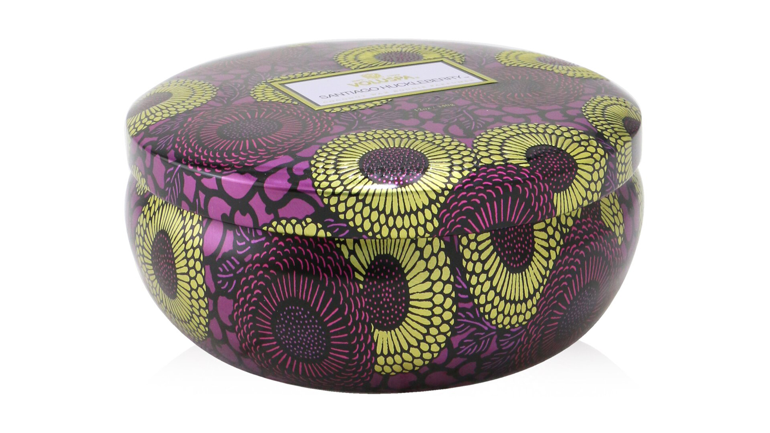 Voluspa 3 Wick Decorative Tin Candle - Santiago Huckleberry - 340g/12oz