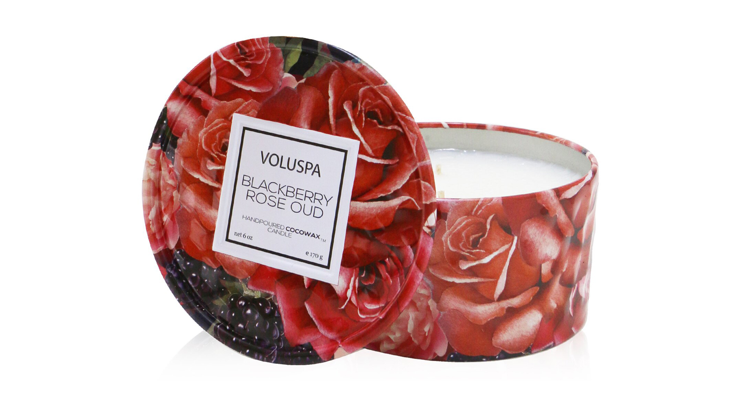Voluspa 2 Wick Tin Candle - Blackberry Rose Oud - 170g/6oz