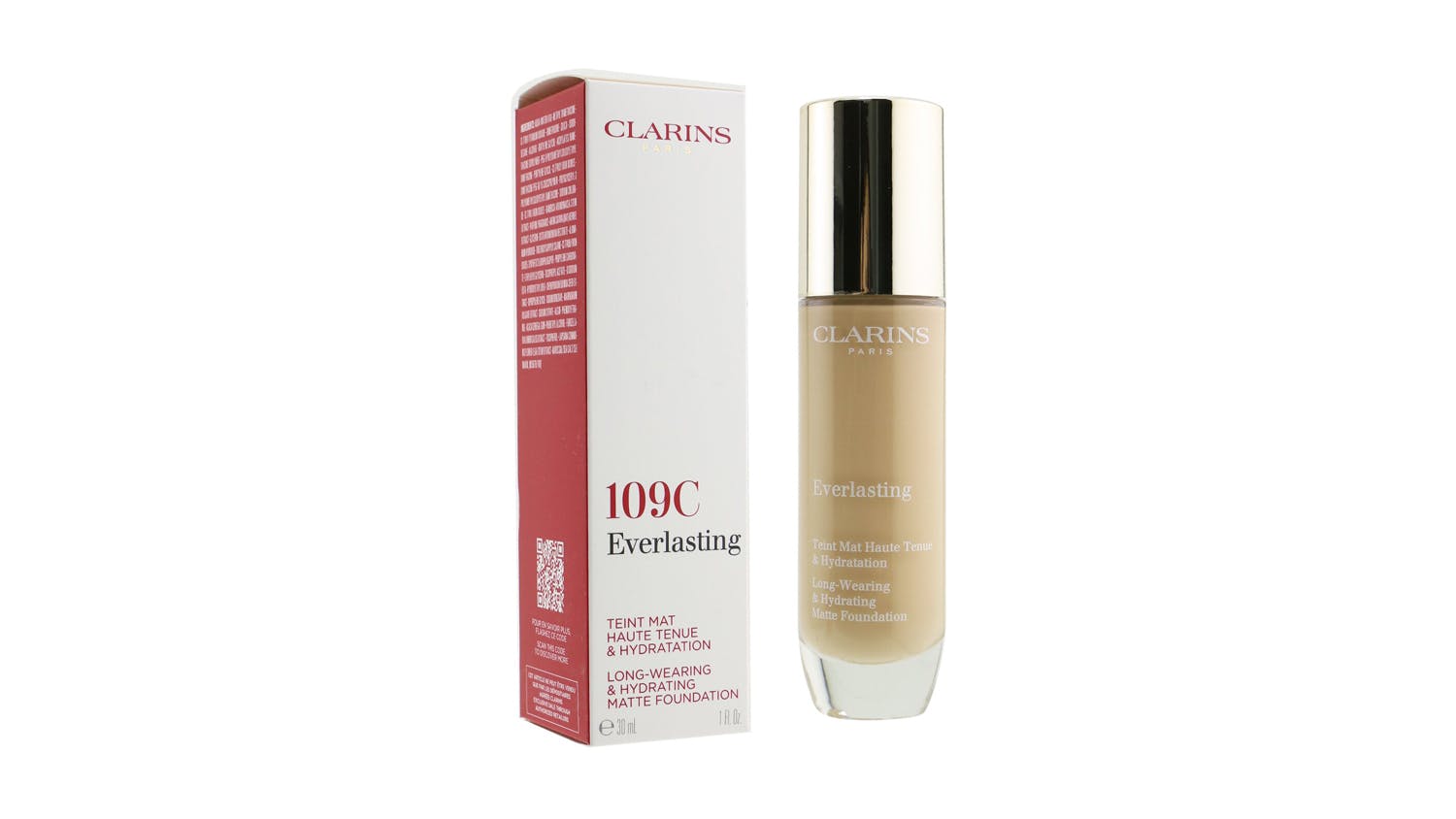 Clarins Everlasting Long Wearing & Hydrating Matte Foundation - # 109C Wheat - 30ml/1oz