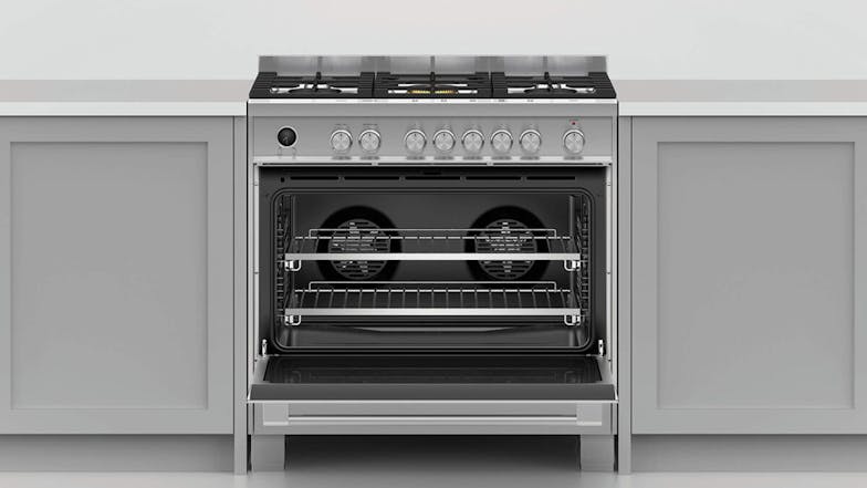 Fisher & Paykel 90CM Dual Fuel Freestanding Oven with Gas Cooktop - Stainless Steel