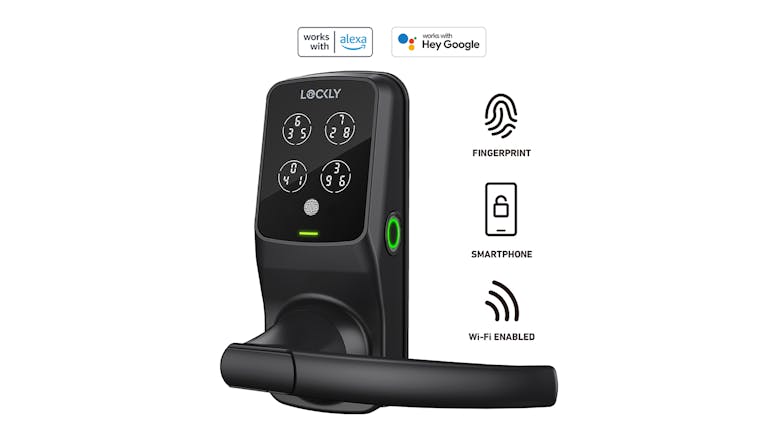 Lockly Secure Pro Latch Smart Door Lock - Matte Black (with Fingerprint & Wi-Fi Enabled)