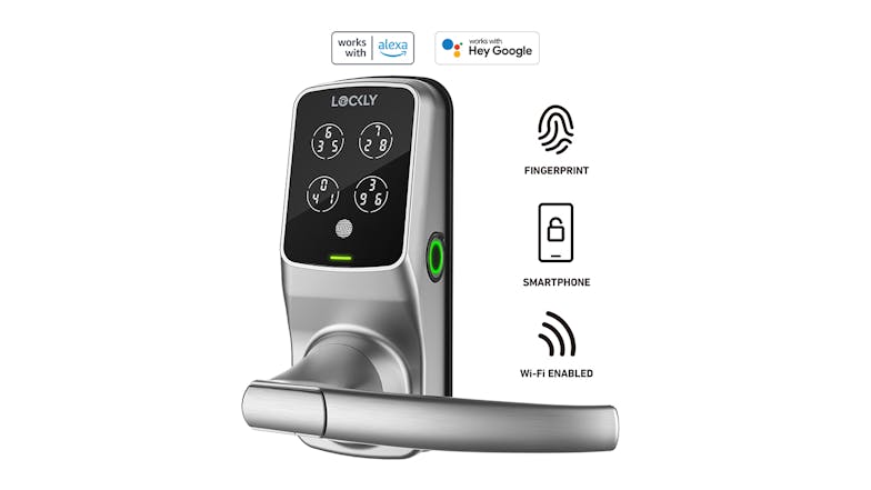 Lockly Secure Pro Latch Smart Door Lock - Satin Nickel (with Fingerprint & Wi-Fi Enabled)