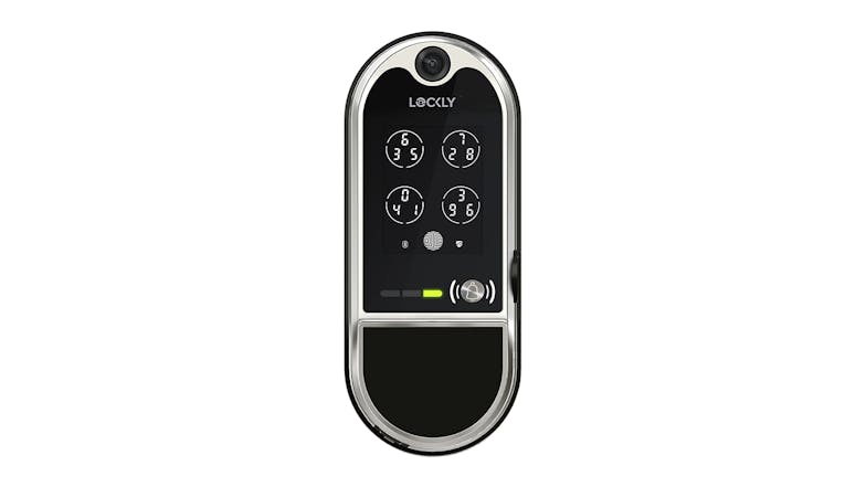 Lockly Vision Elite Smart Lock & Video Doorbell - Satin Nickel (Wireless, 1080p HD, Night Vision, Motion Detection, Two-Way Audio, Fingerprint, In-Built Solar Panel)