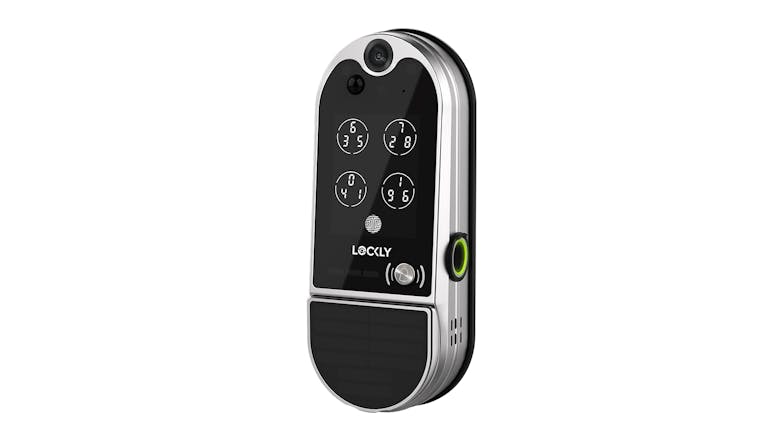 Lockly Vision Elite Smart Lock & Video Doorbell - Satin Nickel (Wireless, 1080p HD, Night Vision, Motion Detection, Two-Way Audio, Fingerprint, In-Built Solar Panel)