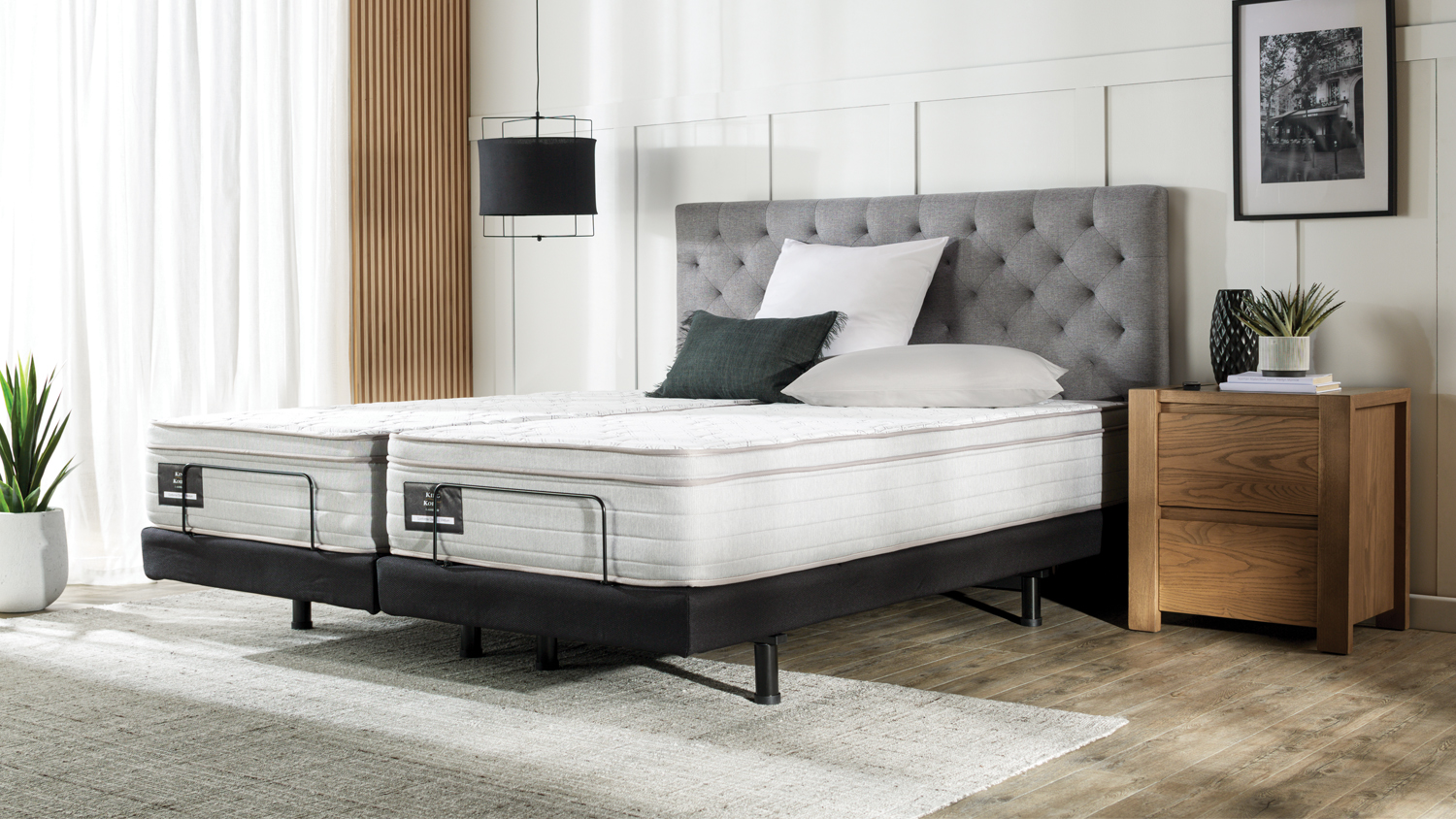 King Koil Conforma Classic II Medium Split Super King Mattress with Refresh Adjustable Base by A.H. Beard