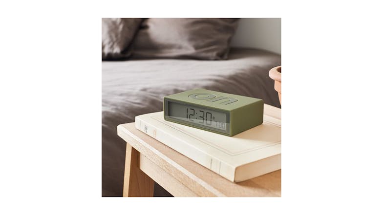 Lexon Flip+ LCD Alarm Clock -  Rubber Khaki